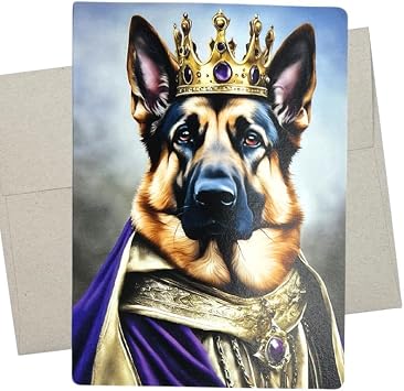 Whitman and Daughter Funny German Shepherd Greeting Card, German Shepherd Birthday Card 1 Premium Card, 5X7 Inch dog card blank for every occasion like thank you - 986