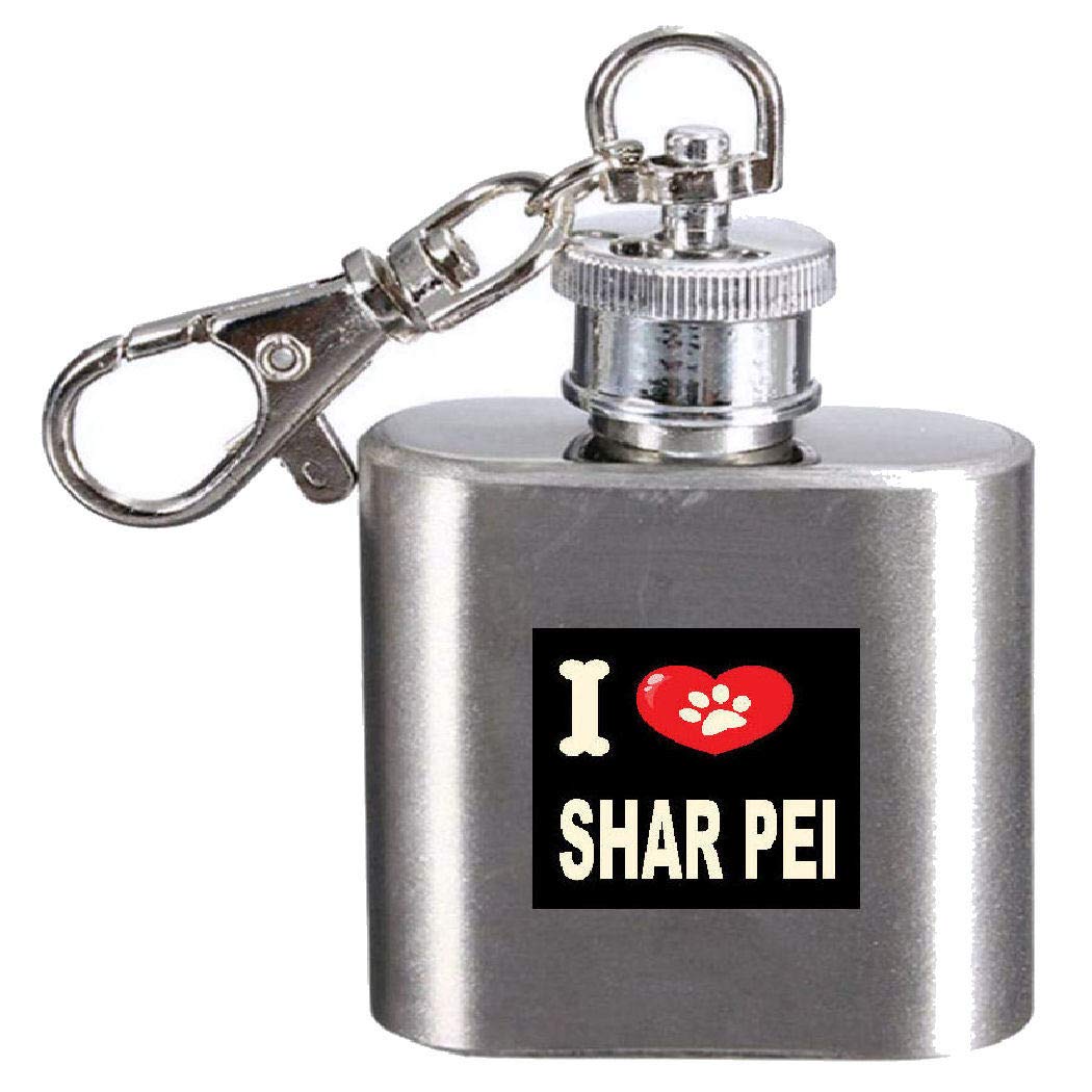 Flasque Shar Pei gravée I Love My Dog de 28,3 ml en acier pour passionnés