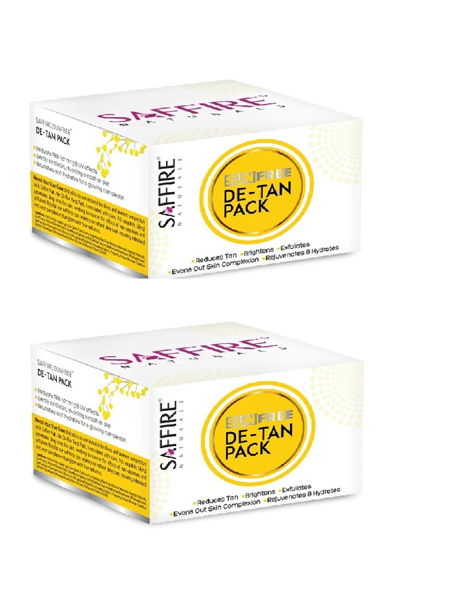 Saffire Naturals Sunfree 3-in-one power Detan Pack |Hydrating Power of Aloevera | Gentle Exfoliation Power of Cloves |Antioxidant Power of Green Tea (PACK OF 2)