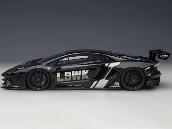 Toy Cars Lambo Liberty Walk LB-Works Livery Black with Carbon Hood Limited Edition 1/18 Model Car by Autoart 79244