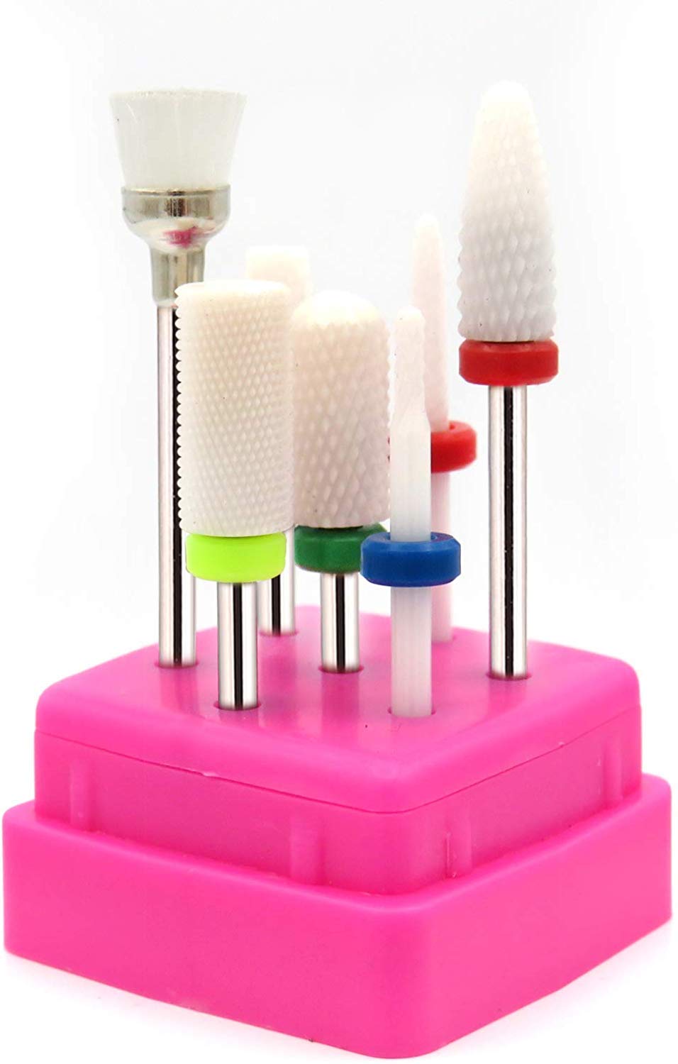 GreenLife 7pcs Nail drill bits kit set, 3/32" Shank Ceramic Bits Electric Nail Drill Machine heads kit set Grinding Burr Cutters for Pedicure Manicure Nail Cuticle E Files Tools Professional nail art