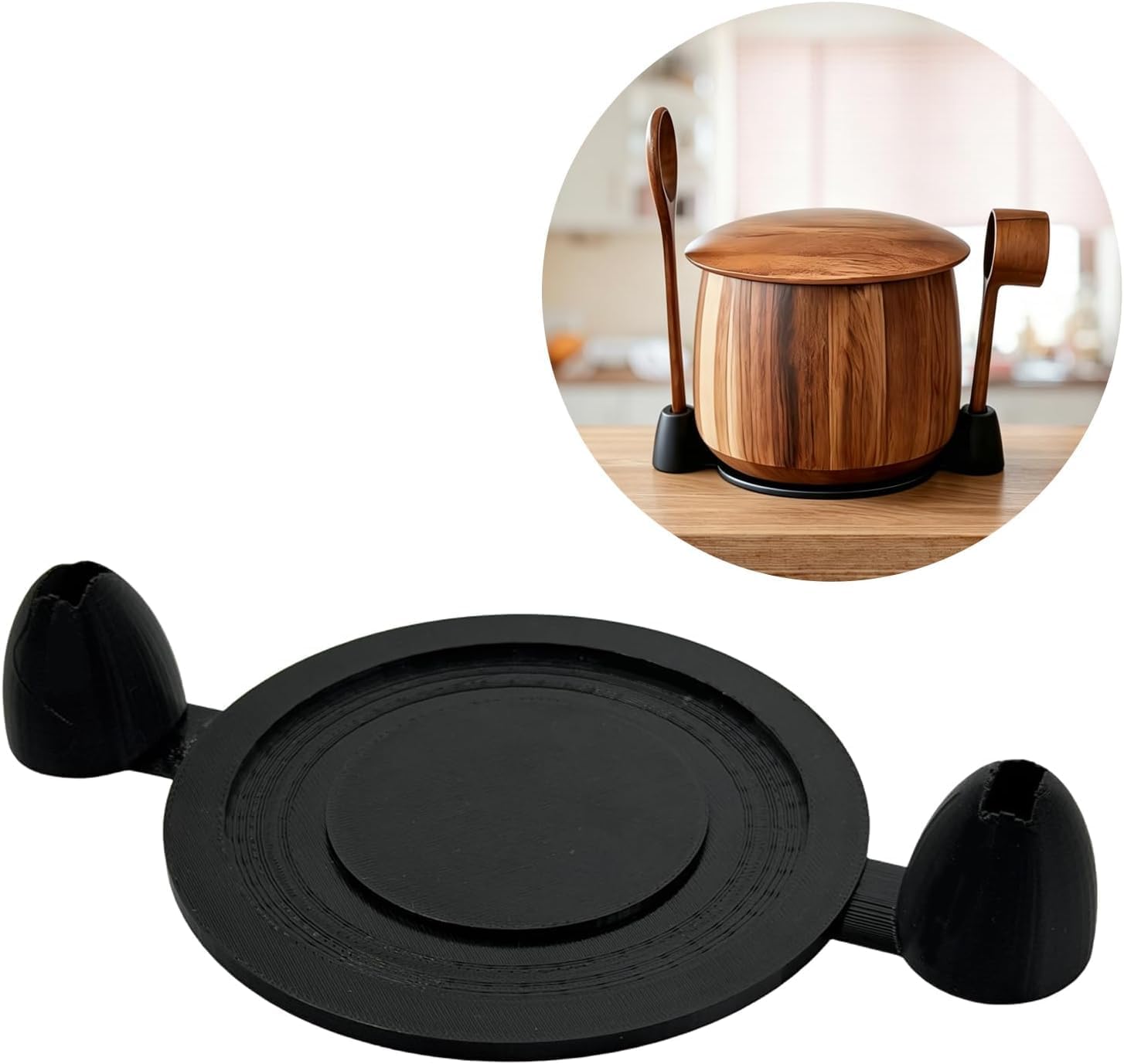 Holder for Ryze Coffee Container/Mushroom Jar, Receptacle for Cup and Spoon