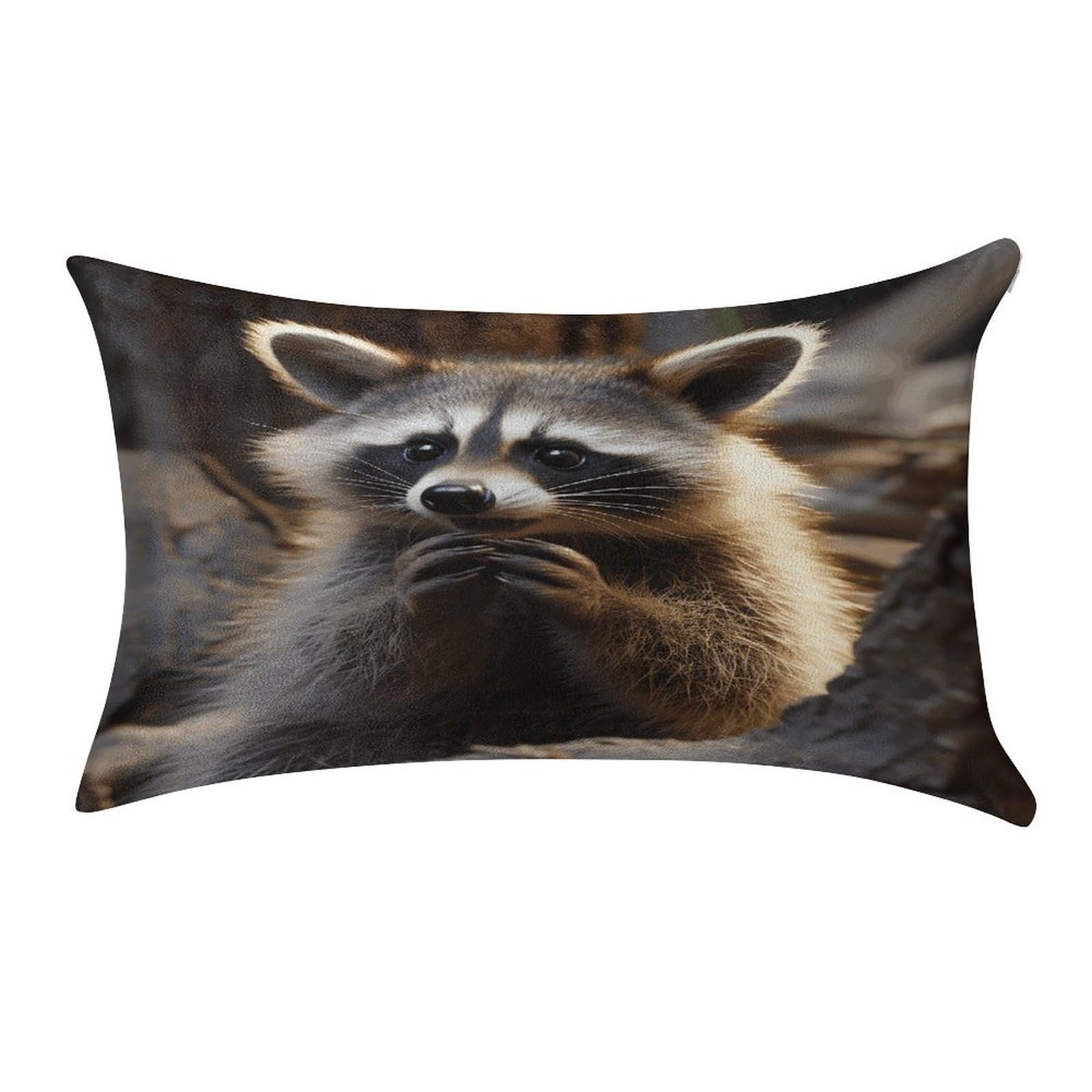 VstaDank Cute Raccoon Throw Pillow Cover 12"×20" Ultra Soft Pillowcase Cozy Lumbar Pillow Shell Gold Velvet Exquisite Decorative Cushion Sham Protector for Couch Sofa Bedroom
