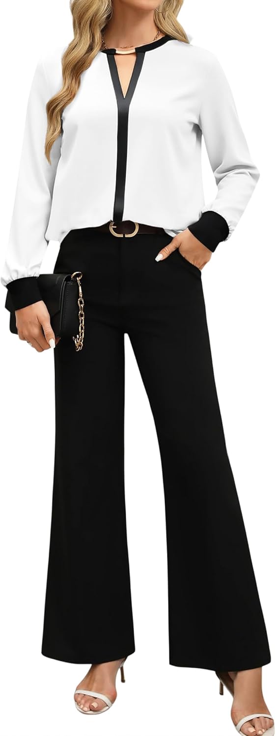 SOFIA'S CHOICE Women's Bow Tie Neck Corporate Outfits Long Sleeve Dressy Blouse Casual Business Shirt Top - Image 5