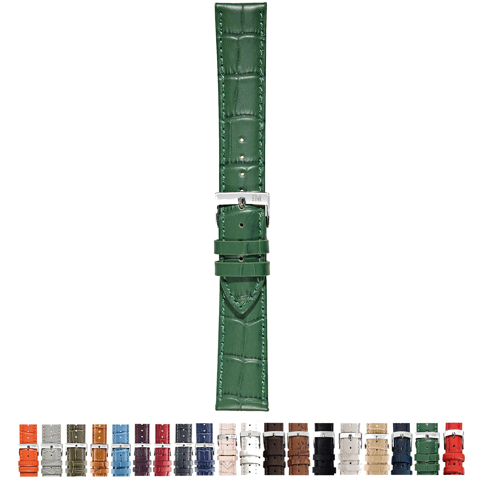 20mm/21mm/22mm Black/Brown Leather Watch Band Strap Deployment Buckle Fit For Patek Philippe (20mm, Black(Silver buckle))