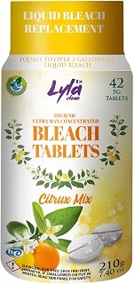 Lyla 3X Clean Ultra Max Concentrated Water Activated Bleach Tablets for Laundry and Cleaning. 42 Tablets 7.4 OZ Phosphate Free Replaces Liquid Bleach (Citrus)