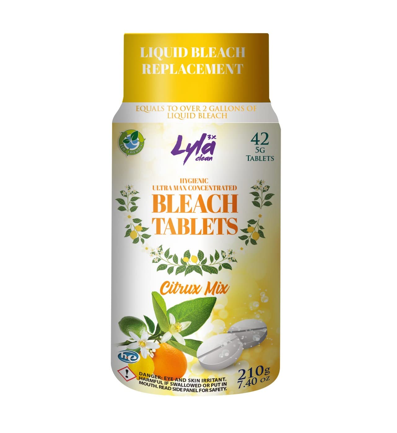 Ultra Max Concentrated Water Activated Bleach Tablets for Laundry and Cleaning. 42 Tablets 7.4 OZ Phosphate Free Replaces Liquid Bleach (Citrus)