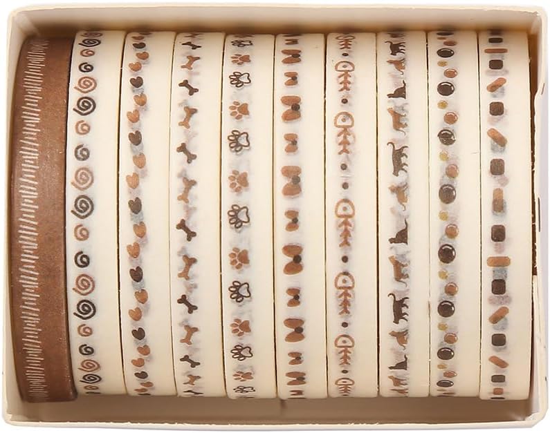 10 Rolls 6.56ft Washi Sticker Set,Pattern Stickers Decorative for Arts DIY Crafts Journal Supplies Scrapbook Card Wrapping