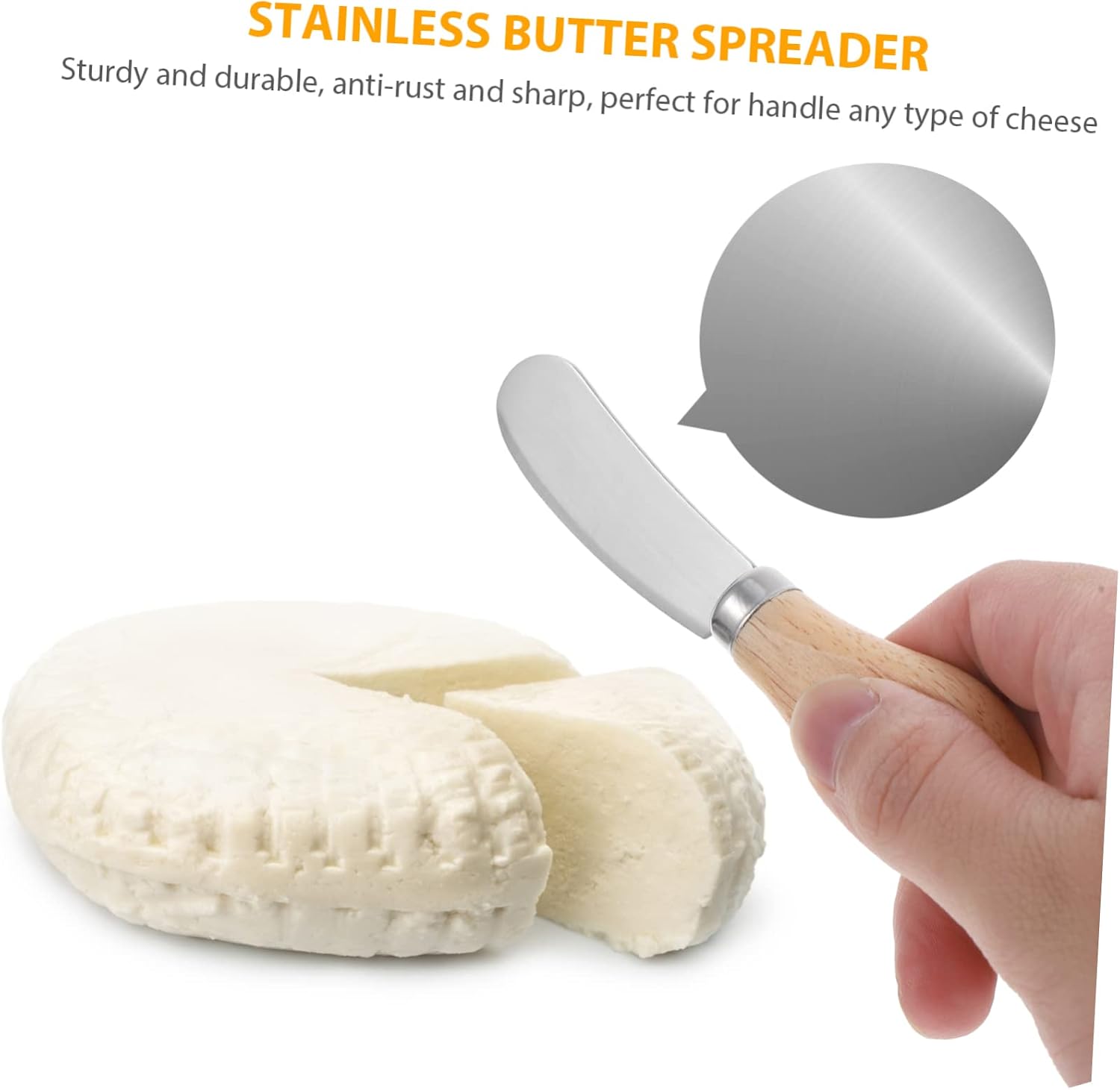 KICHOUSE 6pcs Stainless Steel Cheese Spreader Butter Cutter with Wood Handle for Entertaining and Serving for Cheese and Spreads