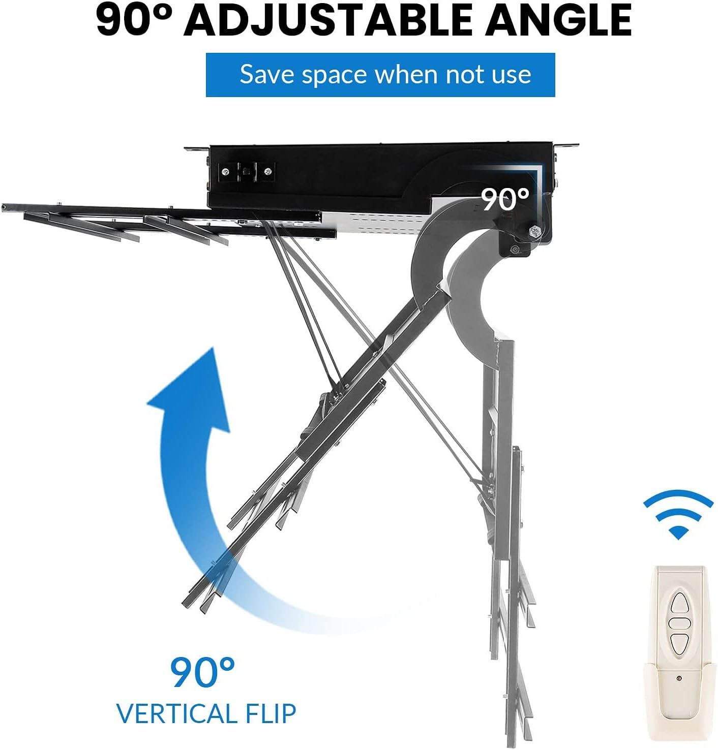 Electric Motorized TV Mount Stand for 32 70 Inch TV Remote Control Flip Down Bracket 0 90° Adjustable 150lbs Load Capacity Universal TV Lift Stand