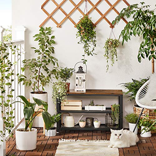 VASAGLE Shoe Bench, 3-Tier Shoe Rack, 28.7 Inches Long Storage Shelves, for Entryway, Living Room, Hallway, Accent Furniture, Steel Frame, Industrial Design, Rustic Brown and Black ULBS73X