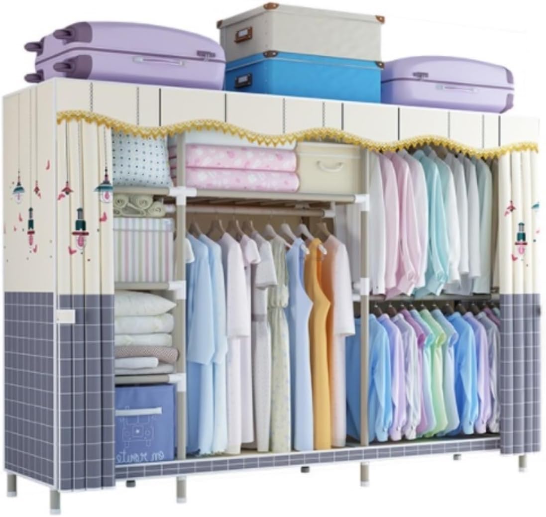 Portable Closet Wardrobe Closet Freestanding Portable Wardrobe Closets for Hanging Clothes Storage with Cover for Bedroom Easy Assemble(201 * 45 * 170cm)