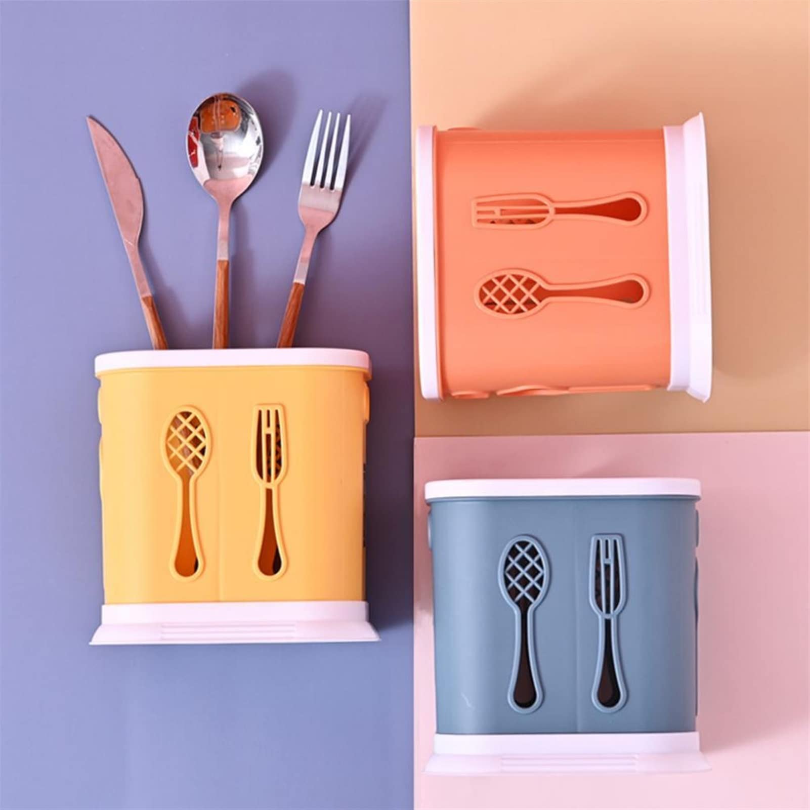Utensilienhalter Praktische Löffel Essstäbchen Aufbewahrungskoffer Platz sparen Geschirrhalter Glatte Randlöffel Organizer for Home Kitchen Restaurant Besteckhalter (Color : A)