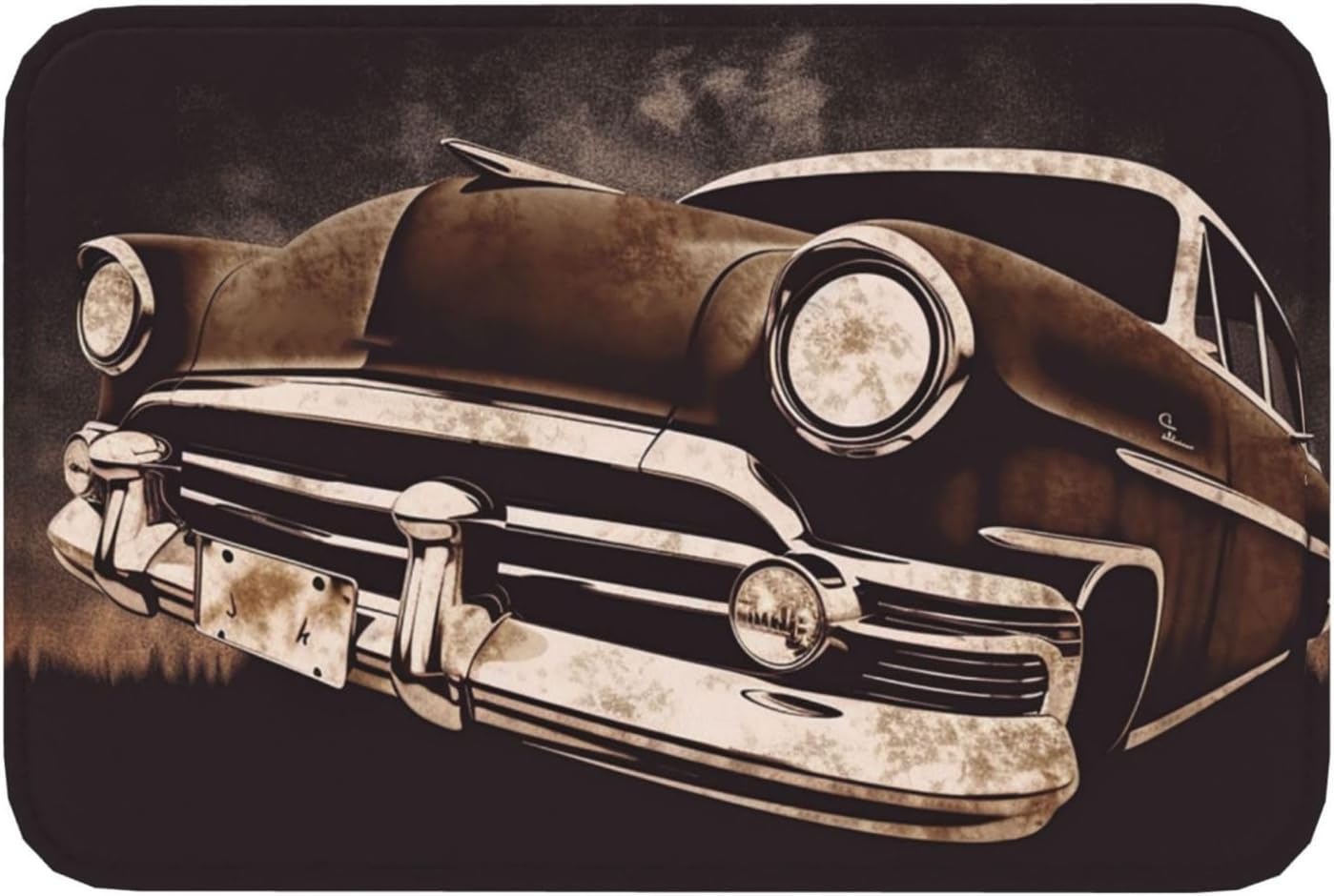 Outdoor Door Mat Front Door Mats American Car in Brown Anti-Slip Flannel DoorMats for Entrance Welcome Mat Indoor Outdoor Mat for Home Front Doormat for High Traffic Areas 24" x 16"