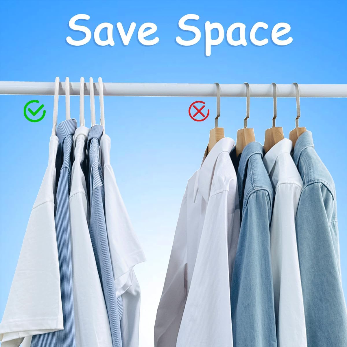 KNM Extra Wide Hangers for Plus Size Clothes, 19 Inch Plus Size Hangers, Durable Space-Saving Plastic Wide Hangers for XL, XXL, Oversized Shirts, Coats, Jackets, and More, White 20 Pack