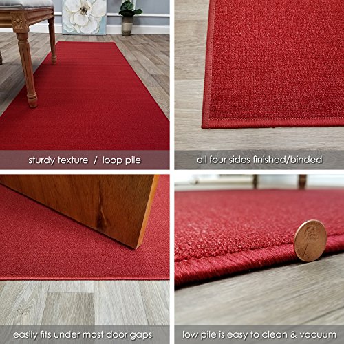 Custom Size Red Solid Plain Rubber Backed Non-Slip Hallway Stair Runner Rug Carpet 22 Inch Wide Choose Your Length 22In X 6Ft #TOP3