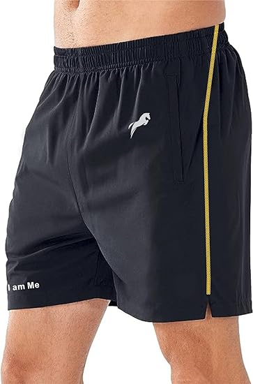 Sports Training Running Dry Fit Solid Shorts for Men with Zip Pocket & Loop | Mens Regular Fit Polyester Shorts - Quick Dry for Basketball, Tennis, Badminton, Gym. Running, Football
