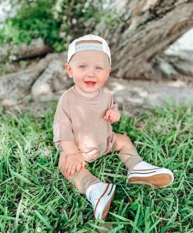 Merqwadd Baby Boy Girl Bubble Romper Infant Oversize Plain Crewneck T-Shirt Bodysuit Tops - Image 2