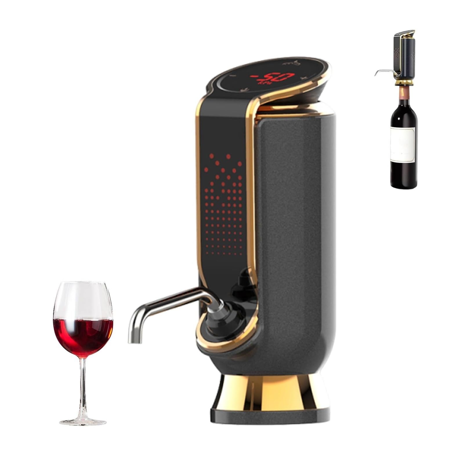 Aérateur de vin électrique rechargeable avec affichage LED et doseur de versement automatique