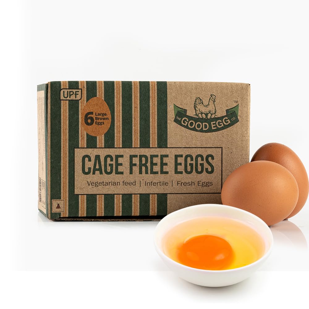 Farm made foods UPF The Good Eggs Cage Free Eggs, 6 Pieces| Veg Fed| Non-Fertile Eggs
