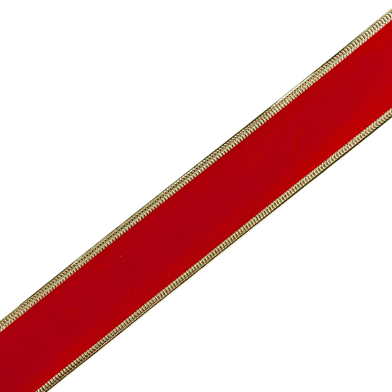 RUSPEPA Wired Christmas Holiday Ribbon - Red with Gold Edges Velvet Ribbon - 38 mm x 22 m Each Roll - Image 4