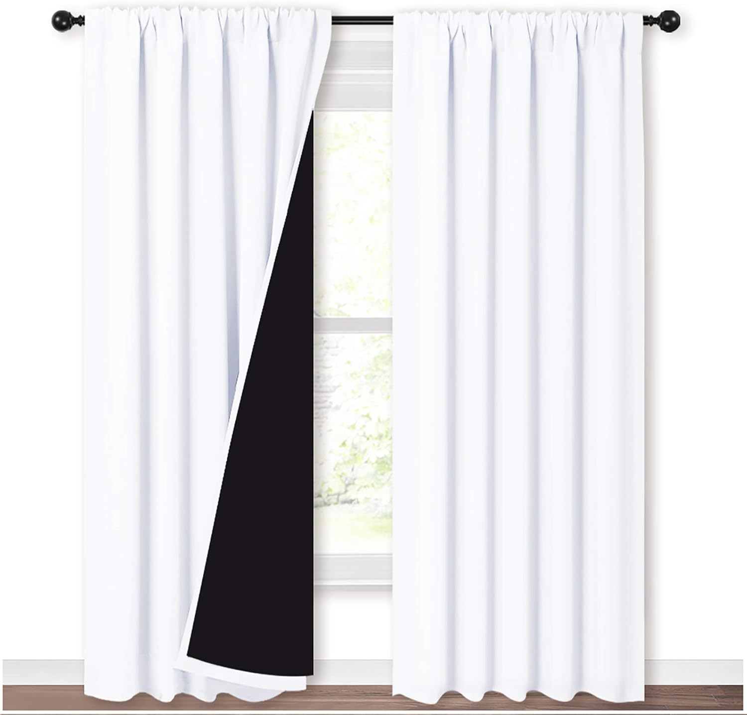 NICETOWN White Blackout Curtains Noise Reduction & Energy Smart
