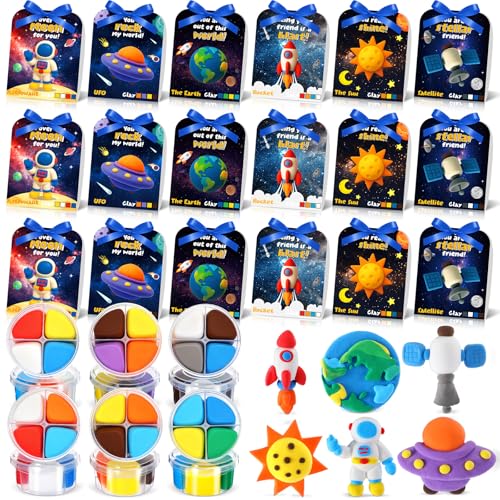 Capoda 18 Sets Space Air Dry Clay Kit Valentine's Day DIY Craft Kit DIY Modeling Clay Arts and Crafts Gifts Valentine Craft Kits for School Projects Home Party Favors Fun Activities Supplies