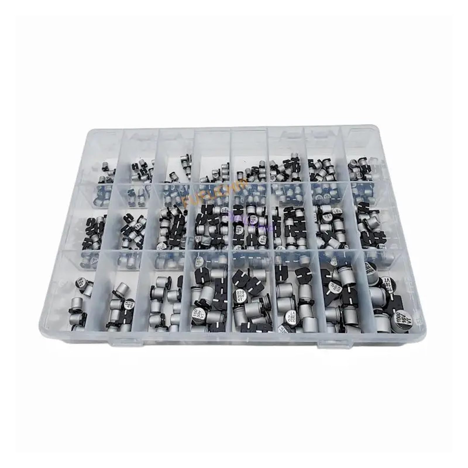Kit assortimento SMD condensatore elettrolitico in Alluminio 400 Pezzi 24 valori SMD 1uF~1000uF 6.3V-50V 24 valori con Scatola