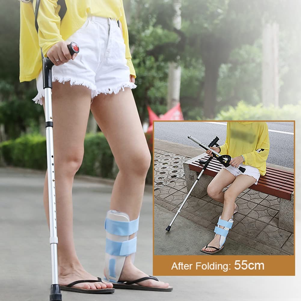Crutches Muletas para Antebrazo Ajustables(2 Unidades,Puño Abierto),Muletas Ortopédicas de Aluminio Plegables y livianas con Agarres Ergonómicos y Apoyo para el Codo en Forma de U,Soporta Hasta130kg