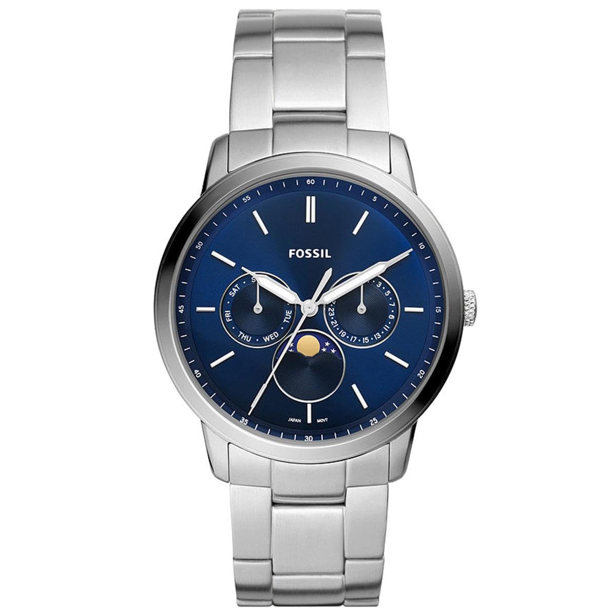 Fossil Neutra Minimalist Watch for Men, Quartz Movement with Stainless Steel or Leather Strap, Cobalt Blue