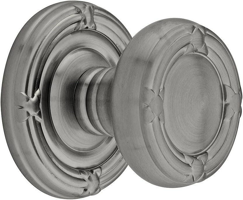 Ribbon and Reed Door Set with Round Brass Knobs Passage in Antique Pewter. Old Door Knobs and Hardware.