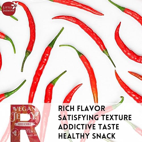 Miniatura 5 de Little Jasmine Cecina vegana, sabor a chile rojo, proteína a base de plantas, comida vegana, 7.05 onzas