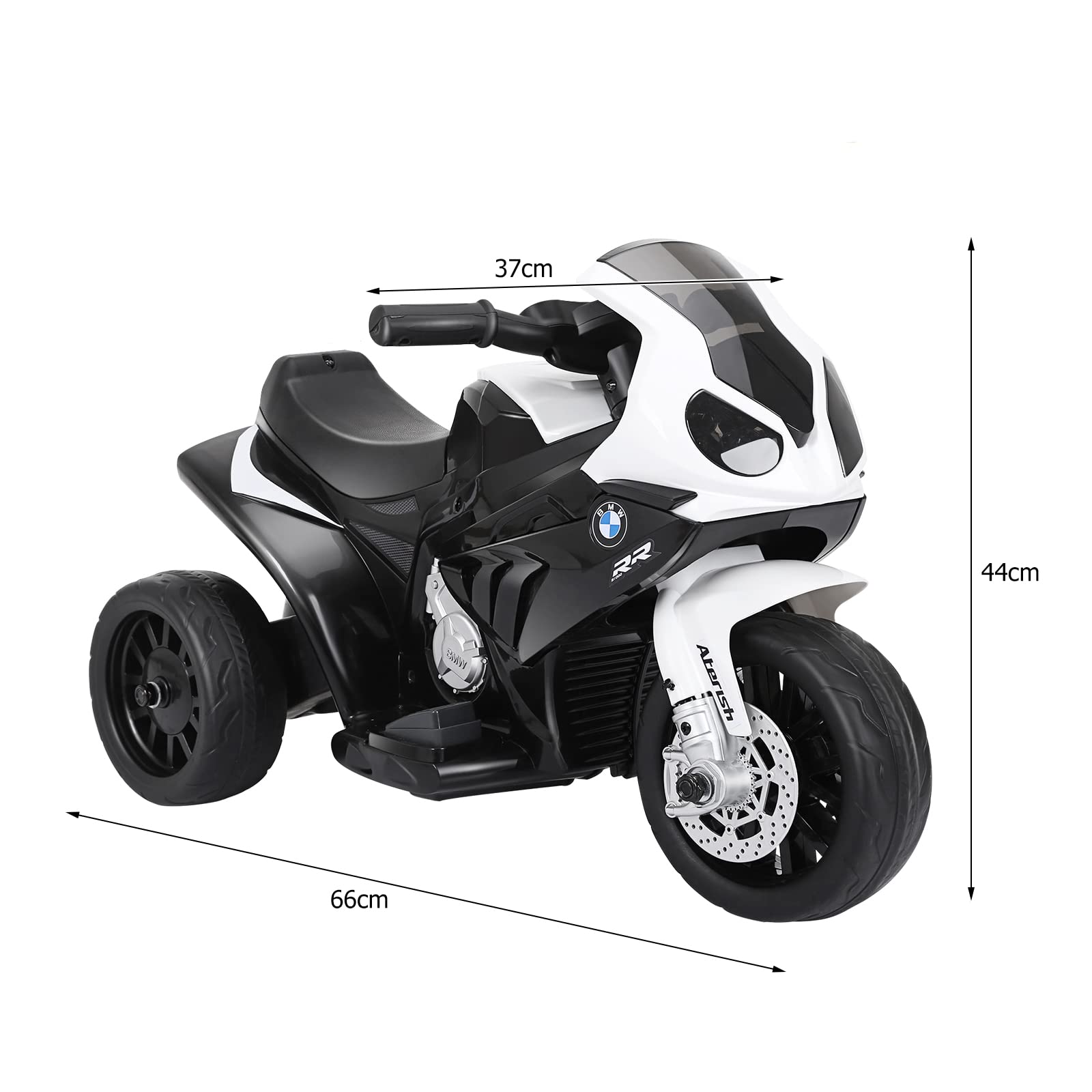 DREAMADE Kinder Elektro Motorrad, 6V Kindermotorrad Elektrisch mit Musik & Licht & Hupe & Stützrädern, 3 km/h, Elektro-Dreirad Elektromotorrad für Kinder 18-36 Monaten (Schwarz)