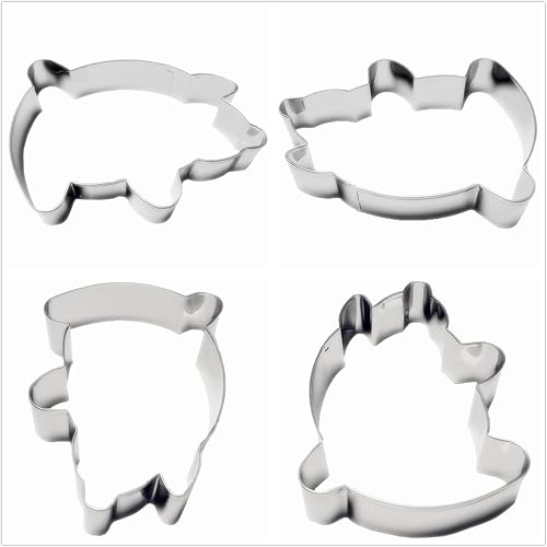 Miniatura 6 de Cortador de galletas en forma de cerdo de gran tamaño, cortador de fondant mexicano de acero inoxidable Marranitos Piggy, 4.6 pulgadas