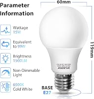 Aigostar LED A5 A60 Big Angel E27 Hideg Fehér Izzó 15W - Energiatakarékos Irodai Világítás, Nagy Fényerejű Lámpa 2