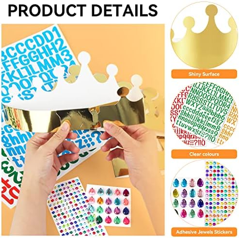 DIY Papier-Kronen Set – 20 Goldene Kronen + Strasssticker, Verstellbar, Perfekt Für Kindergeburtstage & Mottopartys