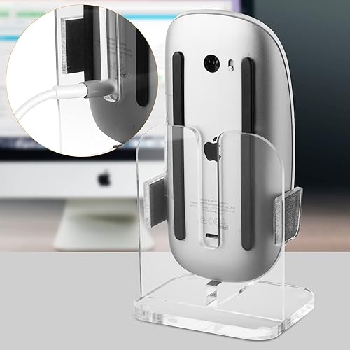 Miniatura 5 de Base de soporte de acrílico vertical para cargar Apple Magic Mouse 1 y 2 - Soporte de almacenamiento para mouse mágico (cable de carga no incluido)