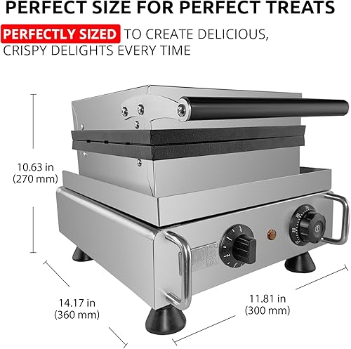 Miniatura 6 de ALDKitchen Gofrera belga gruesa | Tipo de prensa | Uso profesional | Acero inoxidable | Antiadherente | 110 V (6 gofres en un palo)