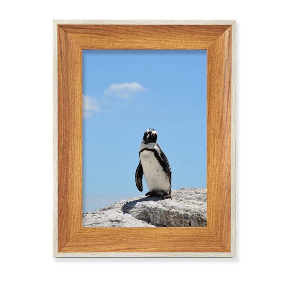 Tableau art peinture pingouin Antarctique et cadre photo bois