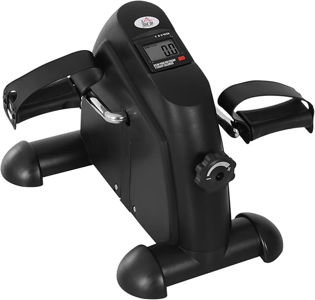 HOMCOM Mini Exercise Bike Portable Pedal Exerciser Arm Leg Cycle Gym Fitness LCD Display Adjustable Resistance Silver
