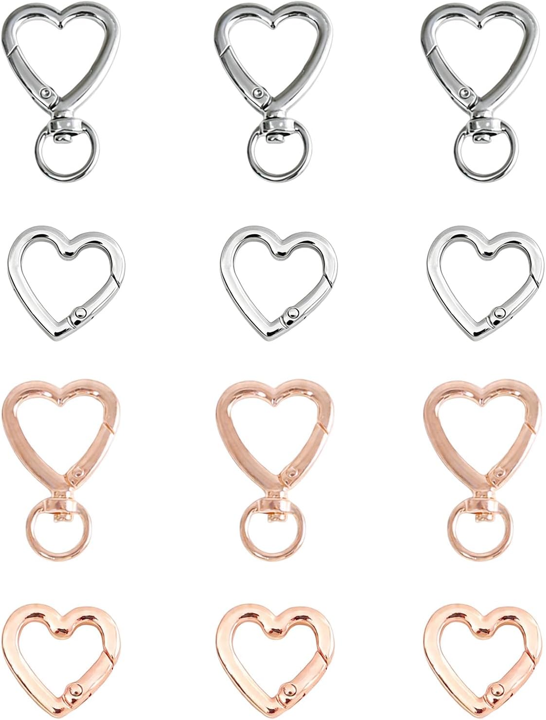 12 Pcs Heart Swivel Clasps Metal Lanyard Hooks Keychain Clips