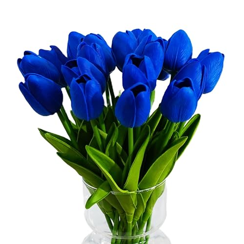 20pcs Blue Tulips Flowers Fake Tulips Artificial Flowers 13 Inch