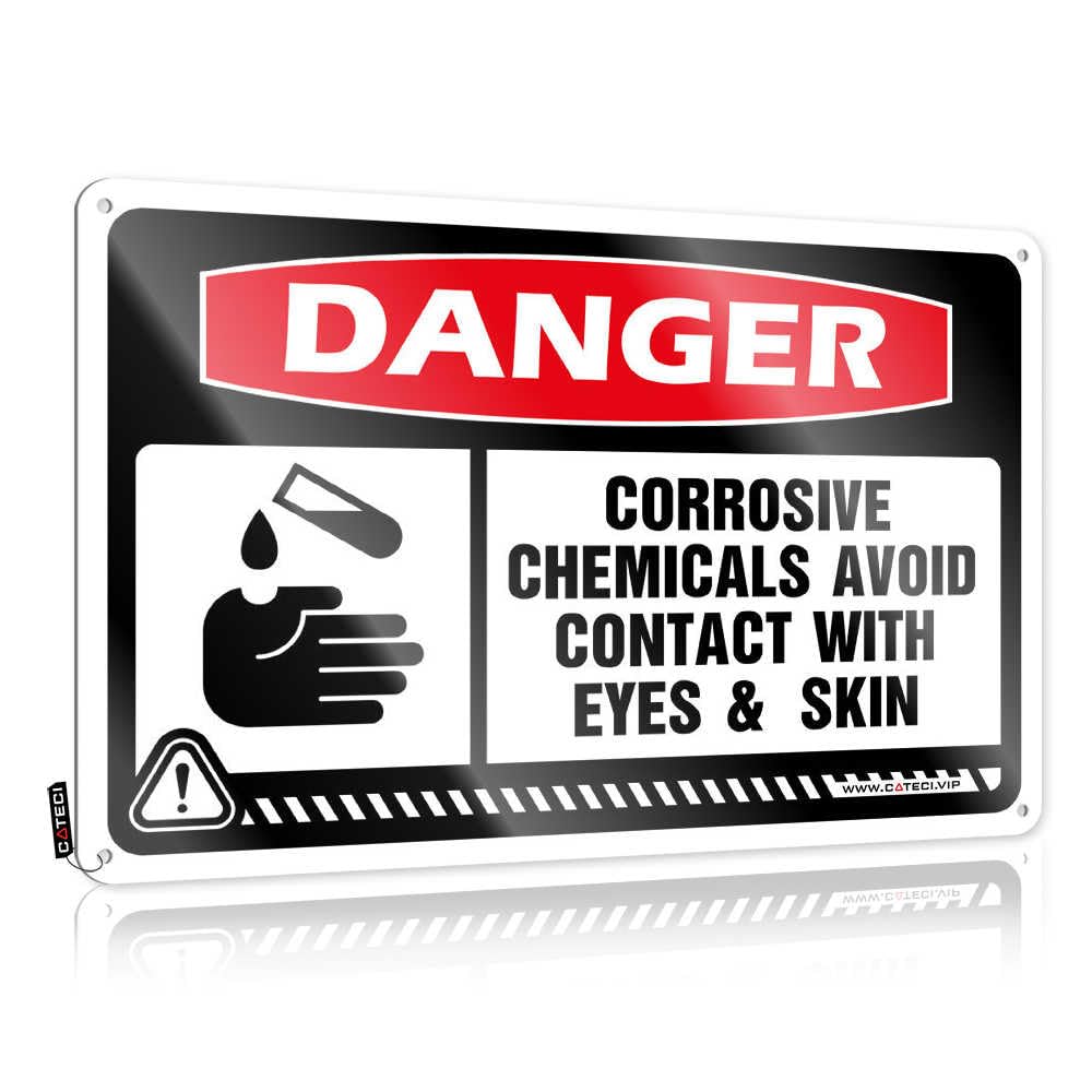 Fzfn Colour Retro Wall Decor Spring Porch Decor Custom Tin Sign, Custom Fade Resistant Danger Corrosive Chemicals Avoid Contact With Eyes & Skin For Home Kitchen | Country Vintage Decor For(30X40cm)