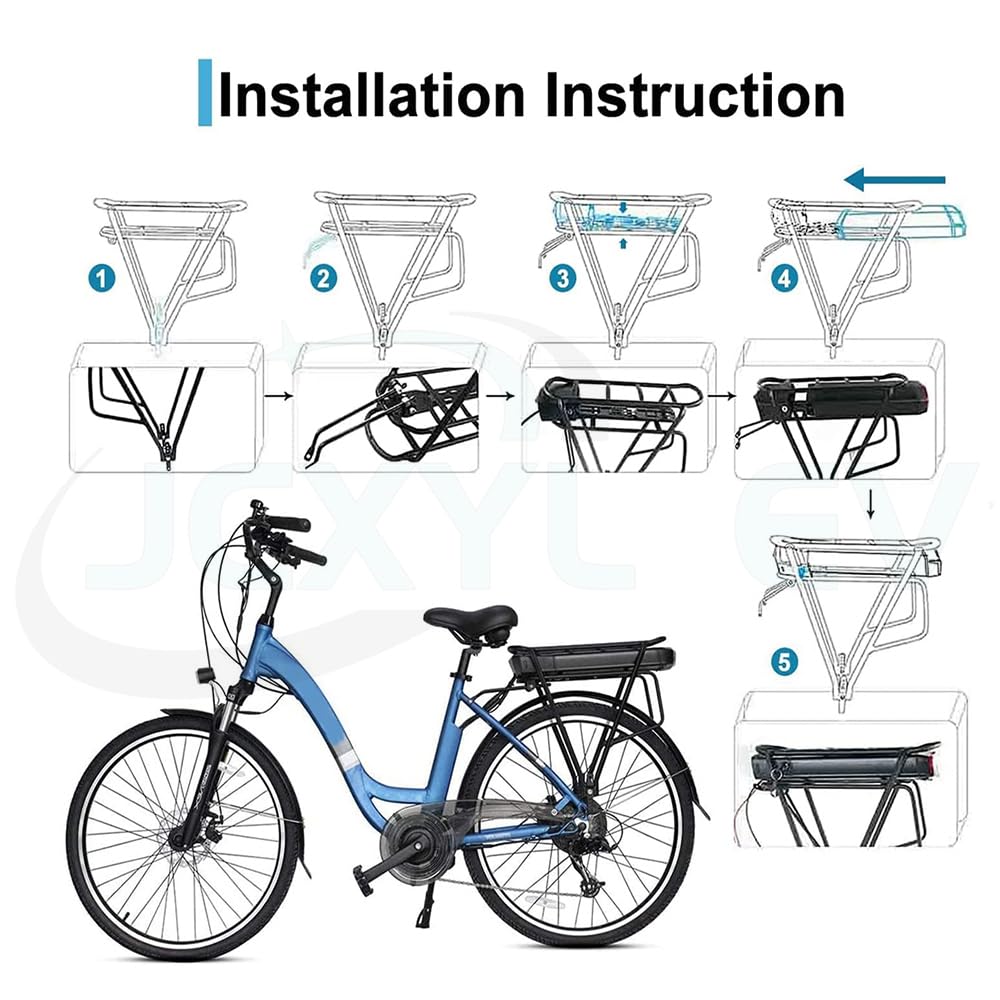 36V 48V 10,4Ah 13Ah 15Ah 17Ah Gepäckträgerakku für E-Bikes, Lithium-Akkupack mit Ladegerät