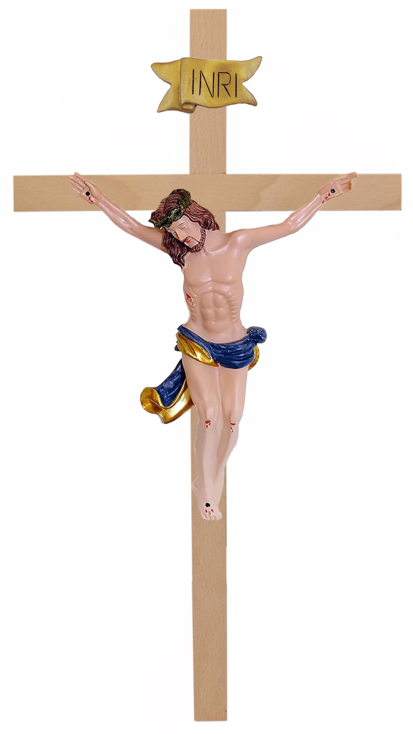 Croix en Bois de Jésus 21x13cm - Artisanat Sacré et Spirituel