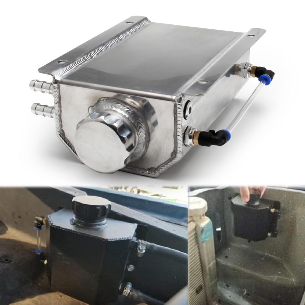 Shkalacar Serbatoio del radiatore del Liquido di Raffreddamento per Auto in Alluminio da 2 Litri Serbatoi di sfiato dell'olio universali con Tappo di Scarico