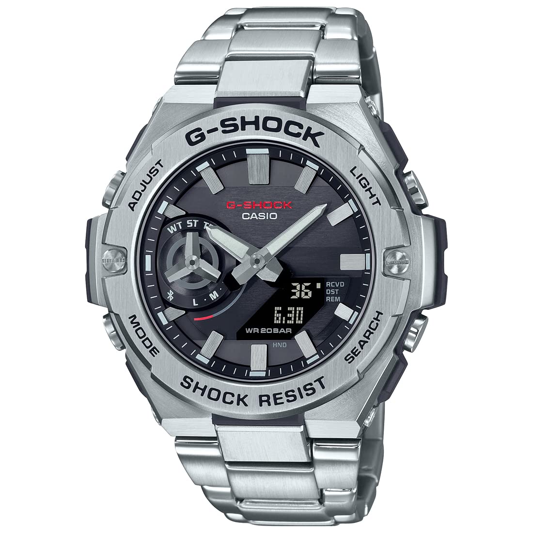 Casio Men Stainless Steel G-Shock AnalogDigital Black Dial Gst-B500D-1Adr (G1235), Band Color-Silver (B0B2W8NZPV) Amazon Price History, Amazon Price Tracker