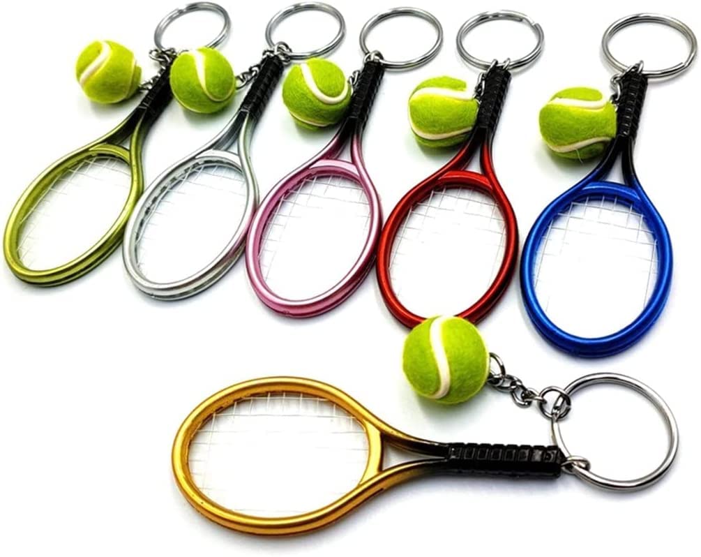 6 Pezzi Mini Racchetta da Tennis Portachiavi con Ciondolo a Forma di Palla, Accessori per la pubblicità Sportiva, Souvenir per Tifosi
