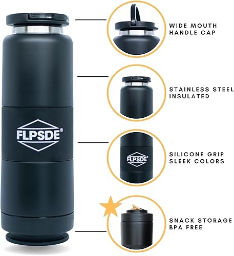 Miniatura 4 de Botella de agua FLPSDE de doble cámara  Bebida+aperitivos  Botella de agua con almacenamiento  Fácil de limpiar  Ideal para viajes, senderismo,