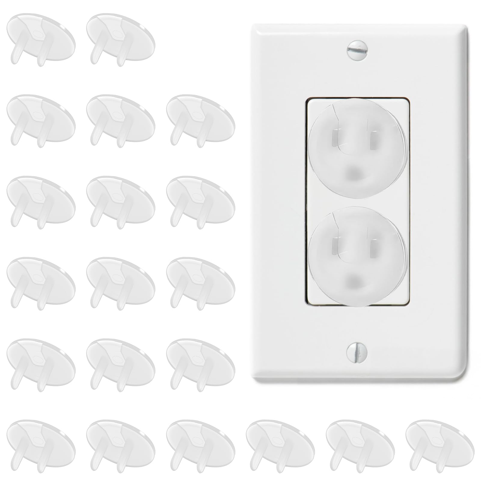 Photo 1 of 20 PCS Safety Clear Outlet Covers, Plastic Proofing Plug Covers for Power Sockets, Easy Install Electrical Outlet Protector Safety Caps for Home & Office